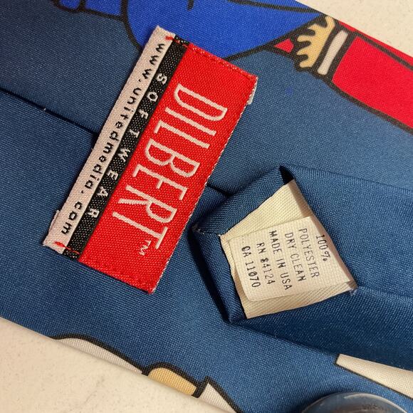 Dilbert & Gang Comic Strip Soft Wear Blue Mens Neck Tie 100% Polyester - Picture 4 of 6